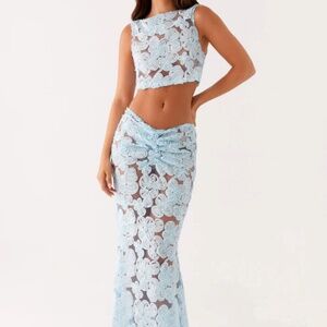 Fiorella Floret Top and Skirt - Blue